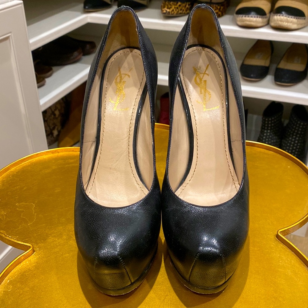 YSL Saint Laurent Vernigolf Tribtoo 105 Platform Pumps